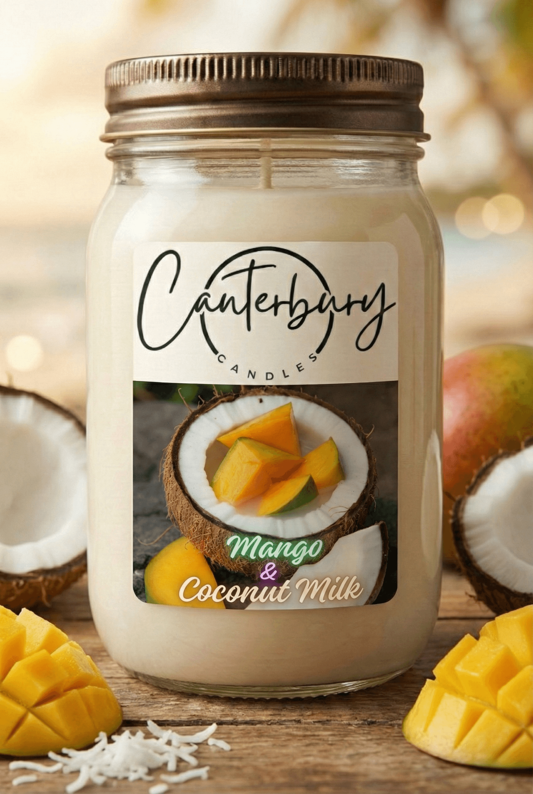 Mango & Coconut Milk scented candle in mason jar
